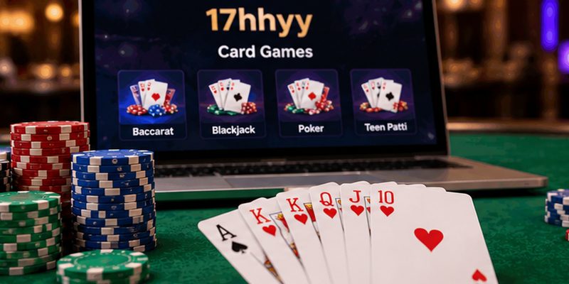 Real card games interface displays popular tables with chips and cards.